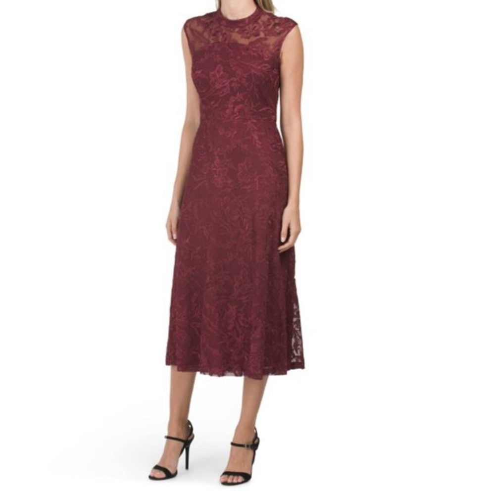 JS Collections Women’s Size 10 Angelica Lace Merlot Gown Dress